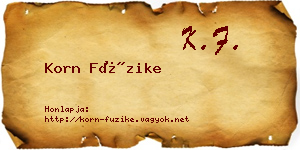 Korn Füzike névjegykártya